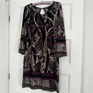 Alyn Paige Black, Gray, &Purple Long Sleeve Dress.